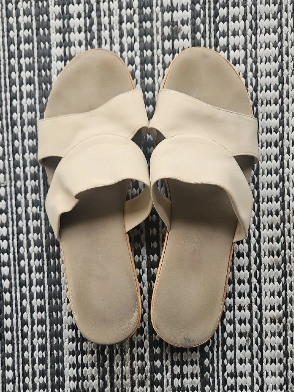Onex Neutral Beige Cork Wedge Slide Sandals